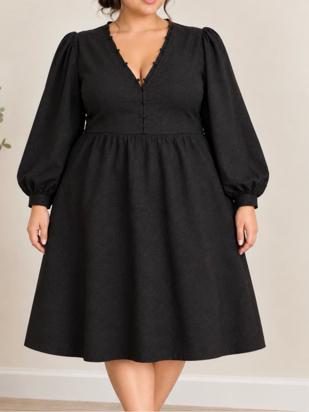 Old Navy Black Long Sleeve V-Neck Women's Dress 3X